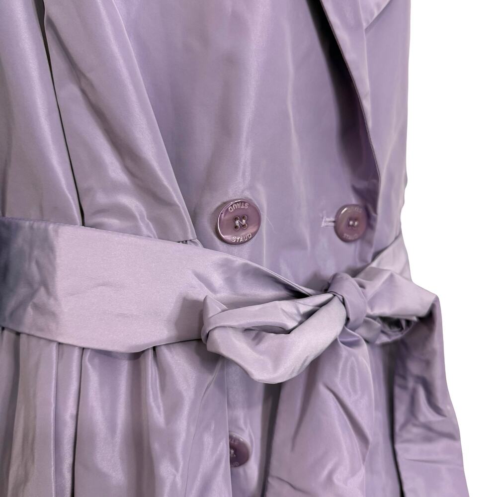 STAUD Rina Trench Coat Lilac Lavender Purple Tie Belt Mini Dress Size M NEW Tags - Picture 9 of 14